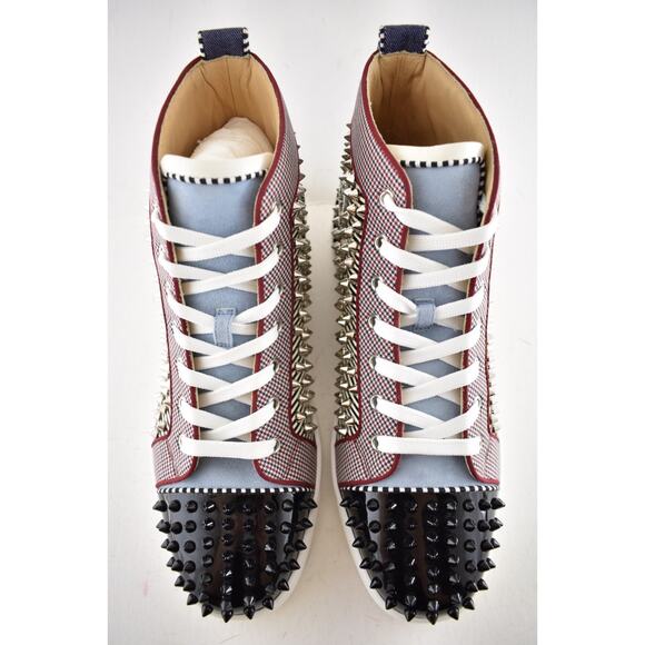 Christian Louboutin Louis Orlato Flat Spike Black White High Top Sneaker 44 11 - Picture 8 of 12